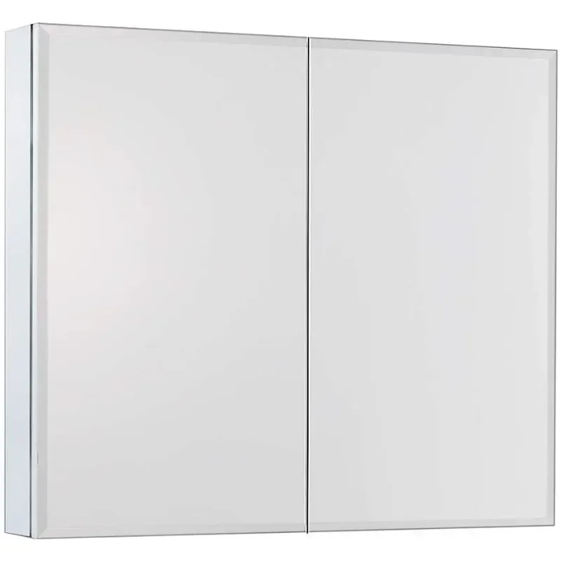 Double Door Medicine Cabinet with Mirror, Bathroom Medicine Cabinet, Adjustable Glass Shelves, Waterproof and Rustproof,