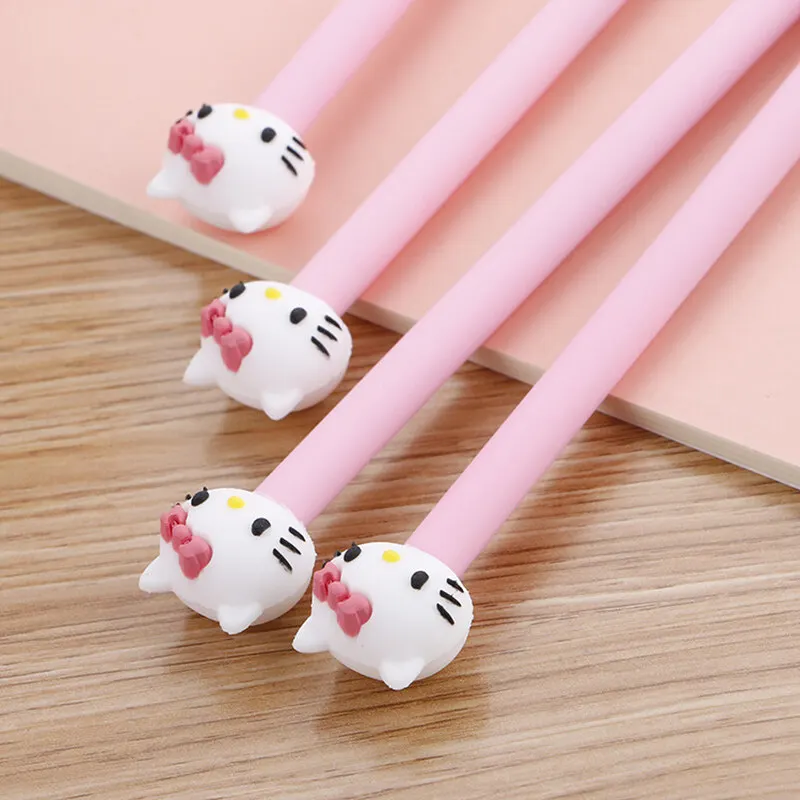 2 Gel Pens + 10 Refills 0.38mm Cute Cartoon Kitty Cat Gilrs School Black Pens Writing Supplies Kawaii Stationery