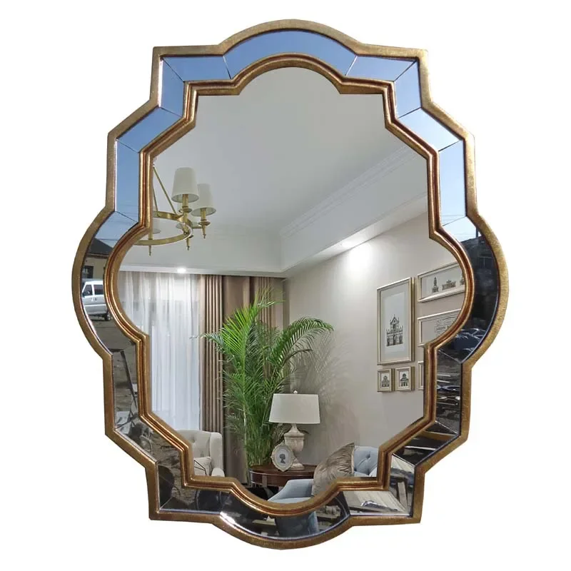 Irregular Bathroom Mirror Vanity Golden Modern Bathroom Mirror Self Adhesive Designed Espejos Con Luces Home Improvement