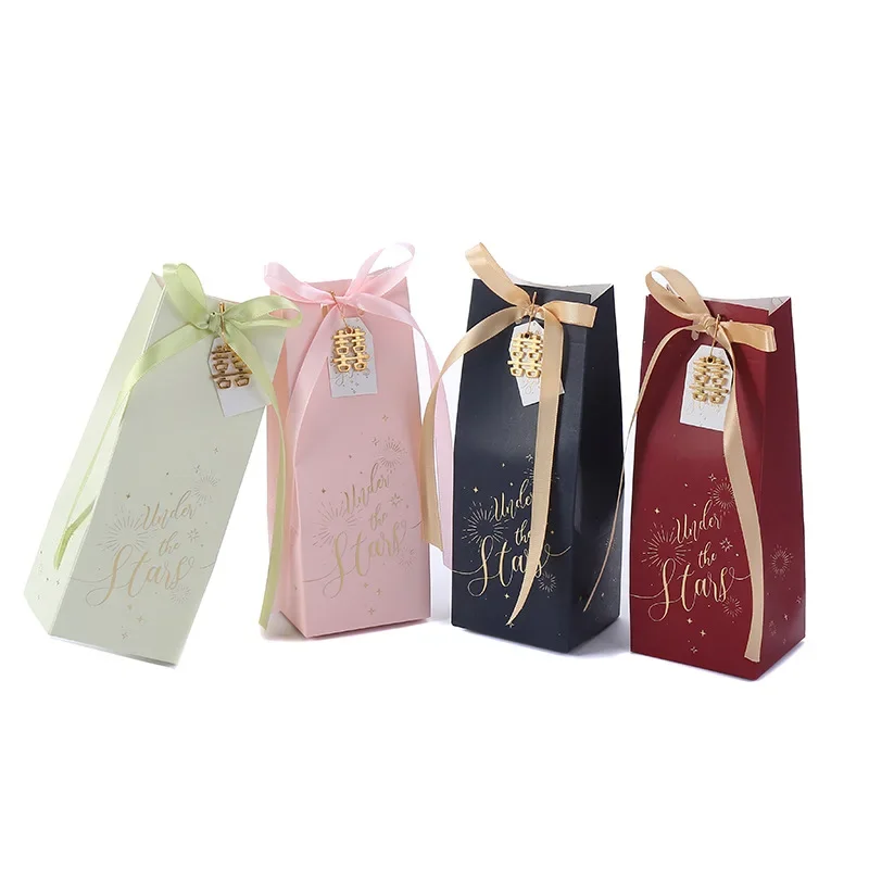 

2021 new starry sky bronzing wedding candy box ins Sen tie knot wedding box empty box packaging candy box