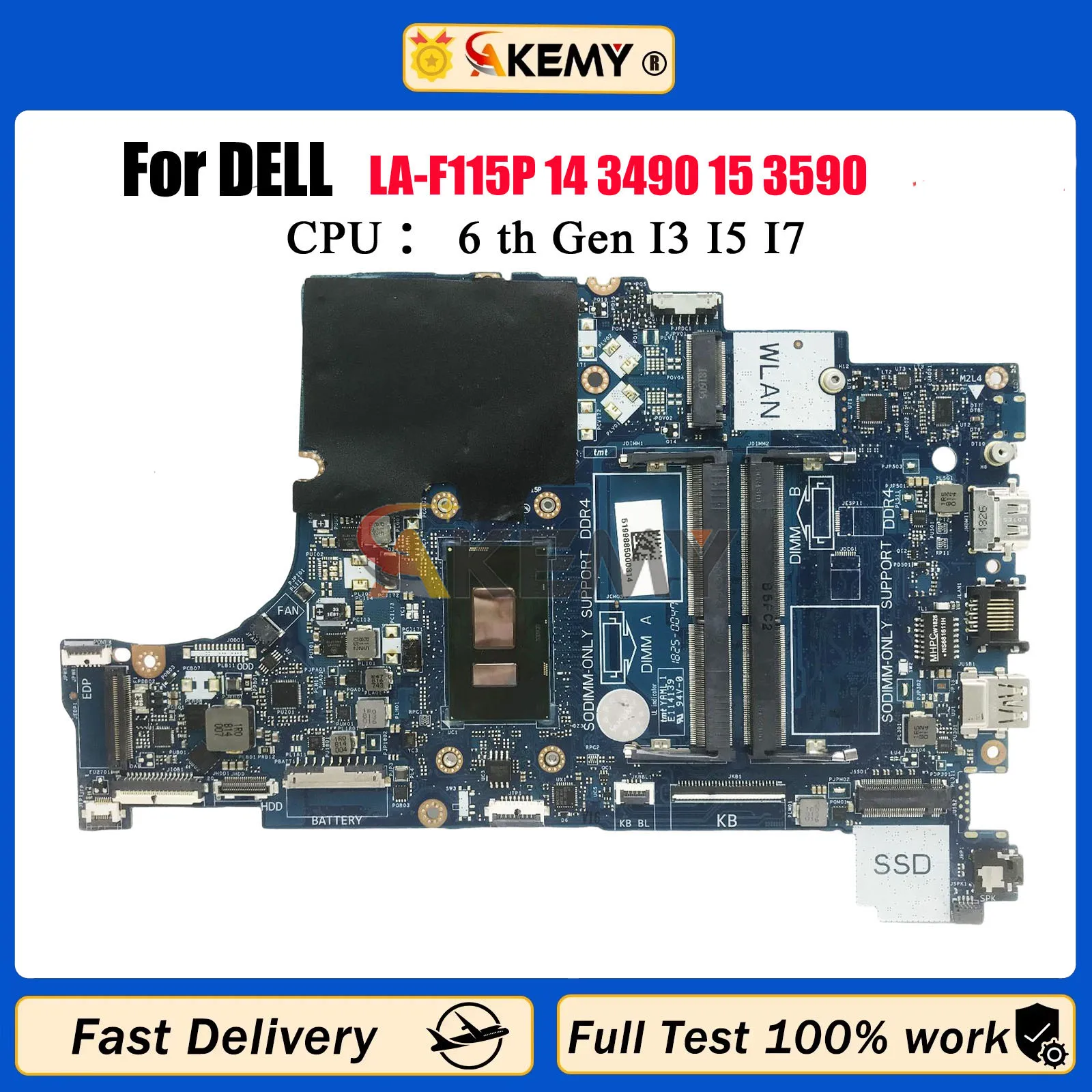 

LA-F115P Mainboard For Dell Inspiron 15 5570 17 5770 Laptop Motherboard CAL50 DAL10 i3 i5 6/7/8th Gen 0F093X 0K6KNT 100% TEST OK