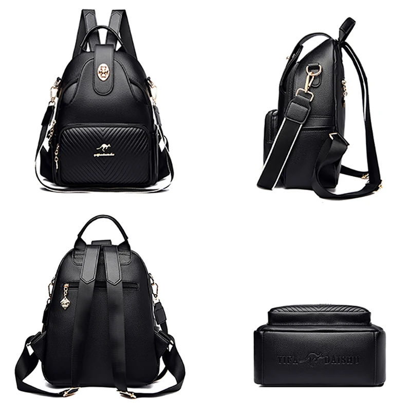 2024 New Fashionable Women\'s Backpack High Quality Soft Leather Women Shoulder Bag Famous Luxury Brand Female Handbag Sac A Main