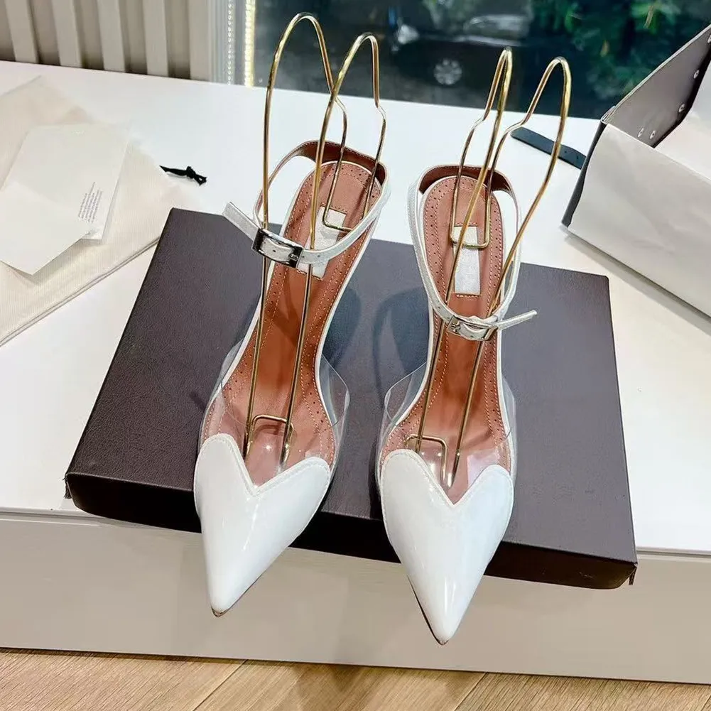 

Naked high heels for women in summer 2025, slim heels, pointed rhinestones, toe caps, straight strap sandals