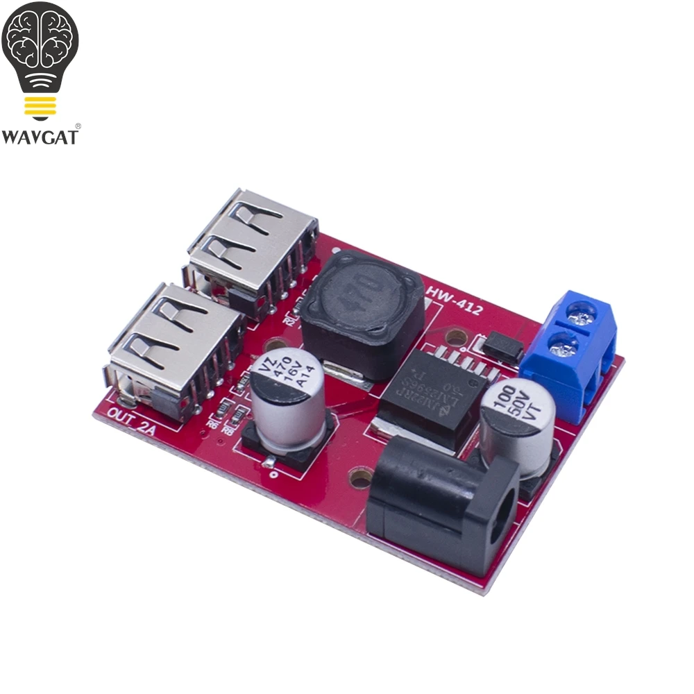 LM2596 LM2596S Dual USB DC-DC 9V 12V 24V 36V to 5V 3A Step Down Buck Converter Board Car Charger Solar Power Supply Module