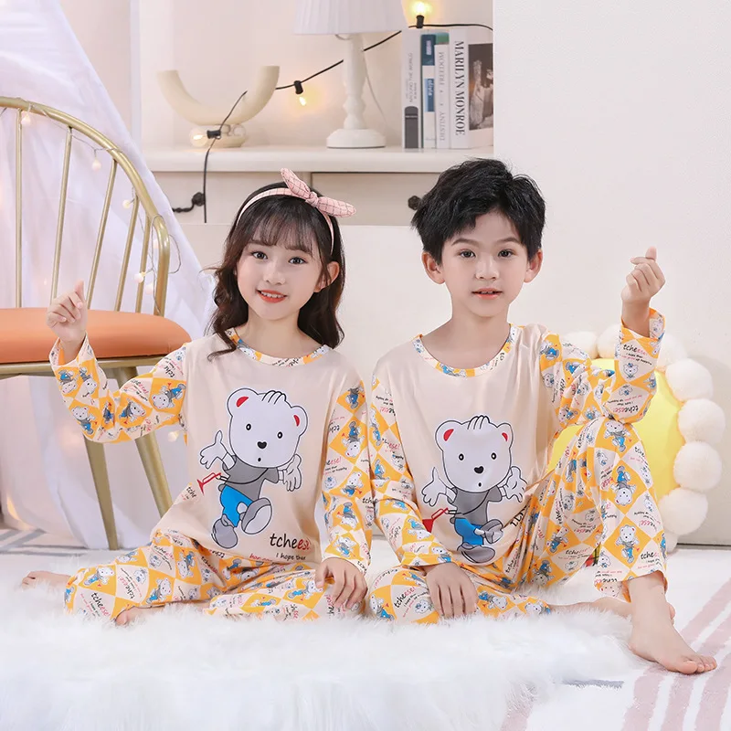 Children's Pajama Set Spring and Autumn New Home Furnishings for Boys and Girls Two Piece Set With Air Conditioning