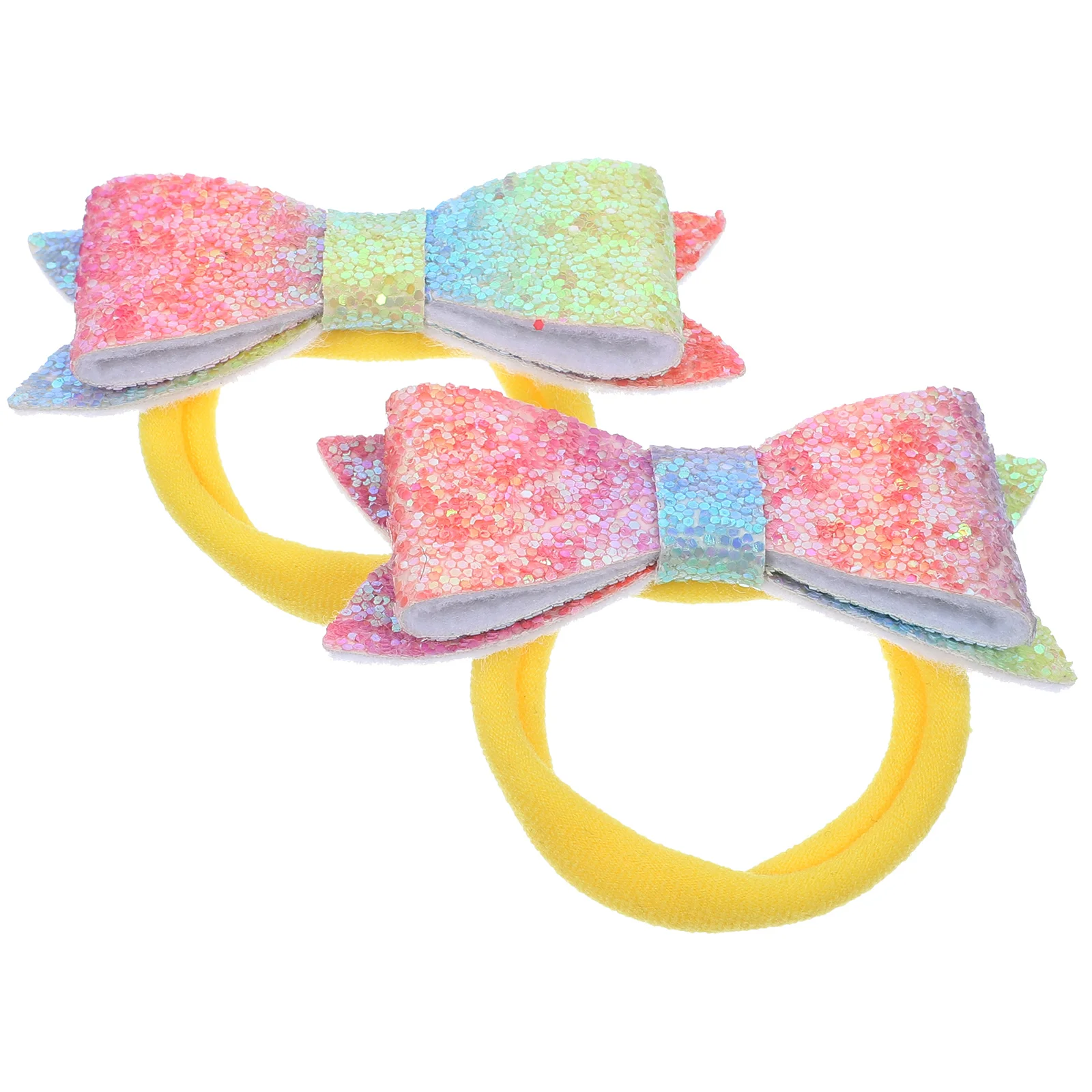 

2 Pcs Bow Tie Girl Hair Accessories Glitter Kids Ties with Elastic Ponytail Holders Fabric Bowknot for Girls Child