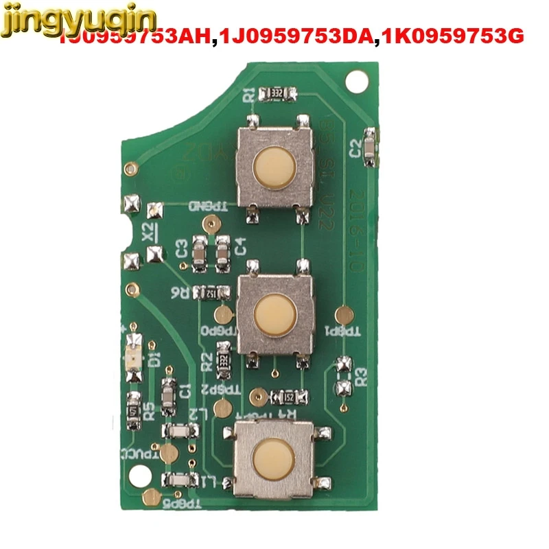 Jingyuqin Remote Flip Car Key Circuit Board 433mhz For VW Golf Passat Polo Jetta Touran Bora Sharan 1J0959753AH/DA 1K0959753G