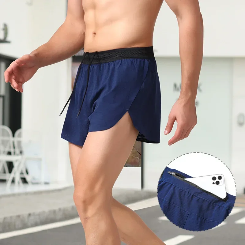 Men Double-deck Training Shorts 2 in 1 Fitness Clothes Gym Sport Shorts Male Workout Clothing Man Racing Marathon Running Shorts