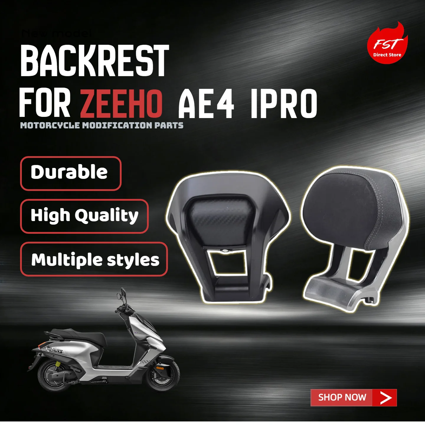 For ZEEHO AE4 iPRO Electric Scooter Long‑Seat Version Aluminum Alloy Rear Backrest