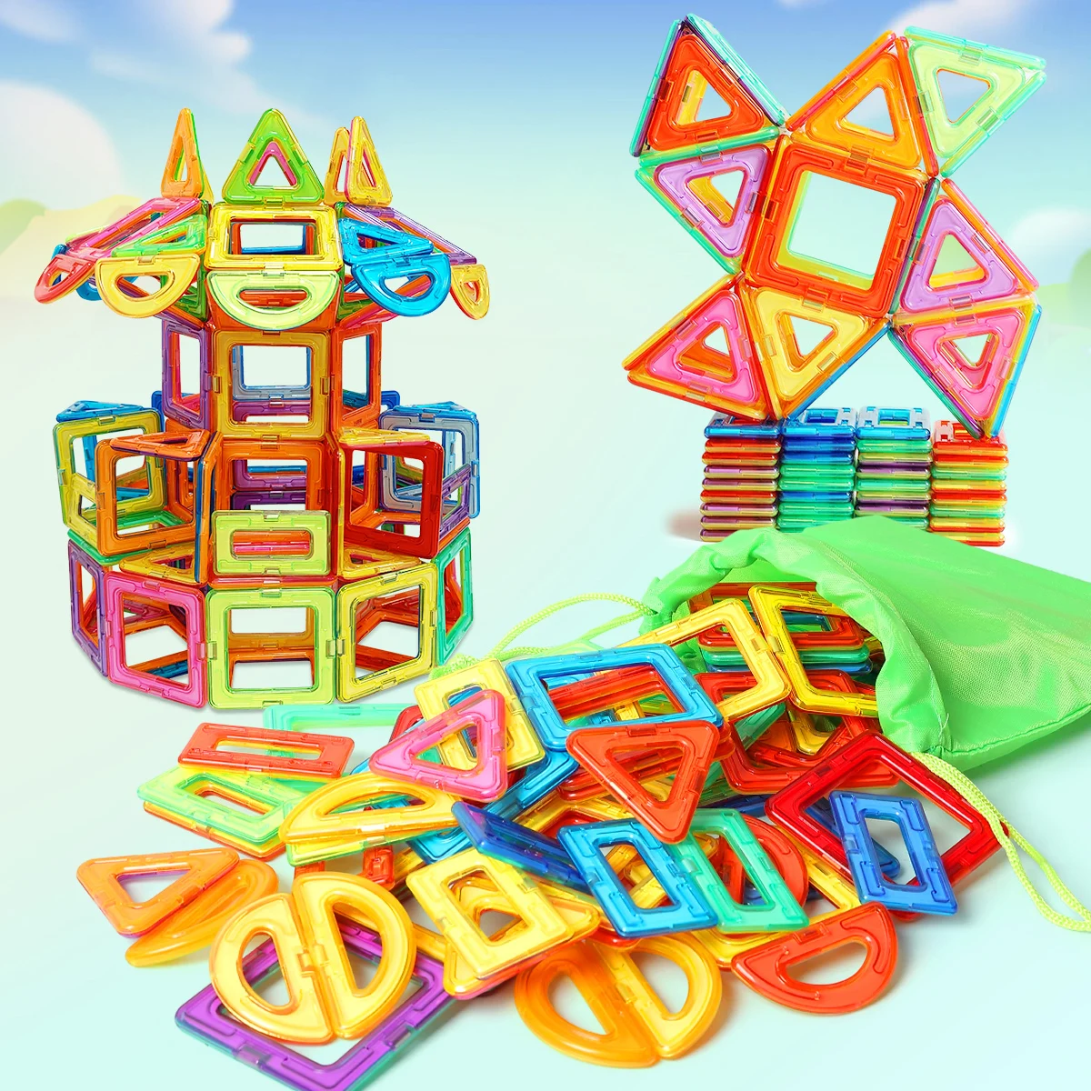 Blocos de construção magnéticos de tamanho grande, brinquedos magnéticos diy, tamanho médio, brinquedos de construção, aprendizagem, brinquedos magnéticos educativos