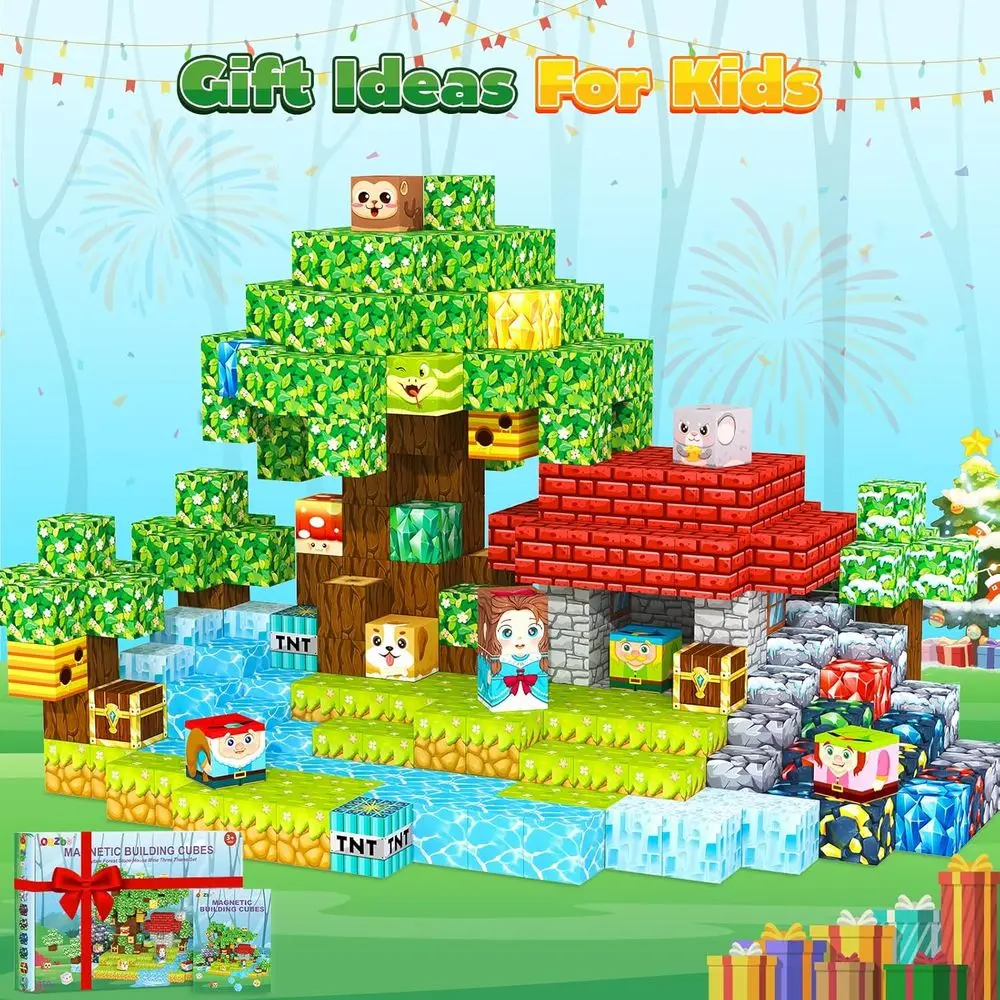 Bloques de construcción magnéticos: cubos de 150 piezas para niños pequeños y niños, juguetes Montessori, regalos de viajes y fiestas