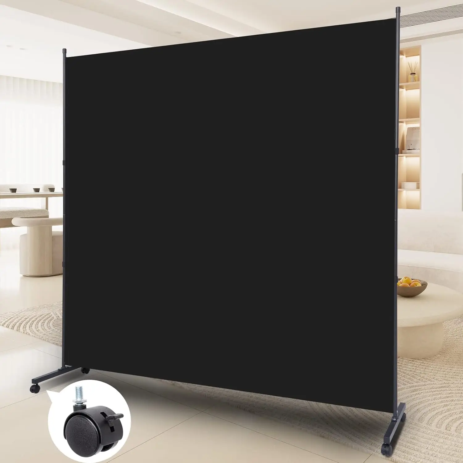 

Room Divider Single Panel Privacy Screen W/Wheels, 71'' Wide Portable Room Divider Screen, Upgrade Fabric Wall Divider f
