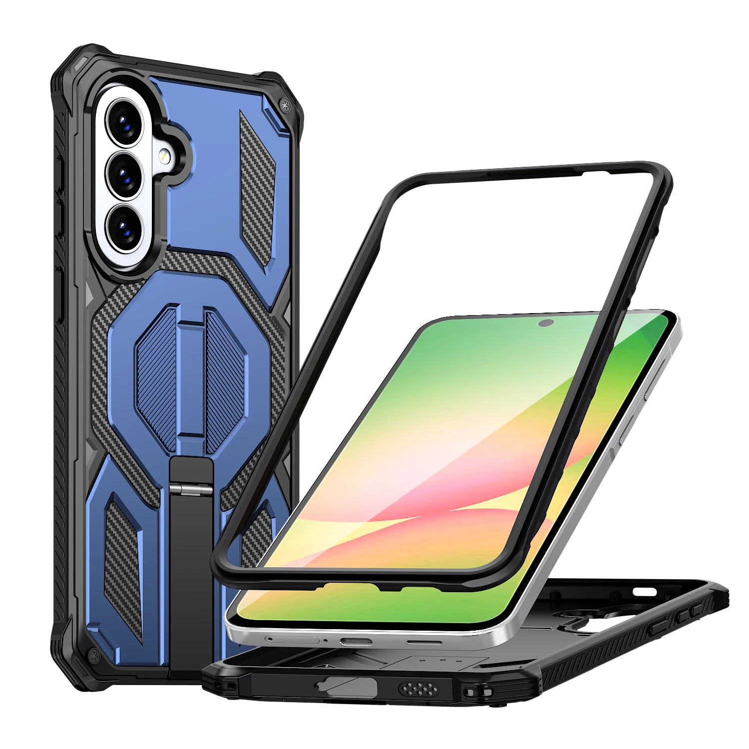 Trendy Mecha style anti drop case For Samsung Galaxy  A17/A16/A26/A36/A27/A57 5G magnetic hidden bracket all inclusive phone cas