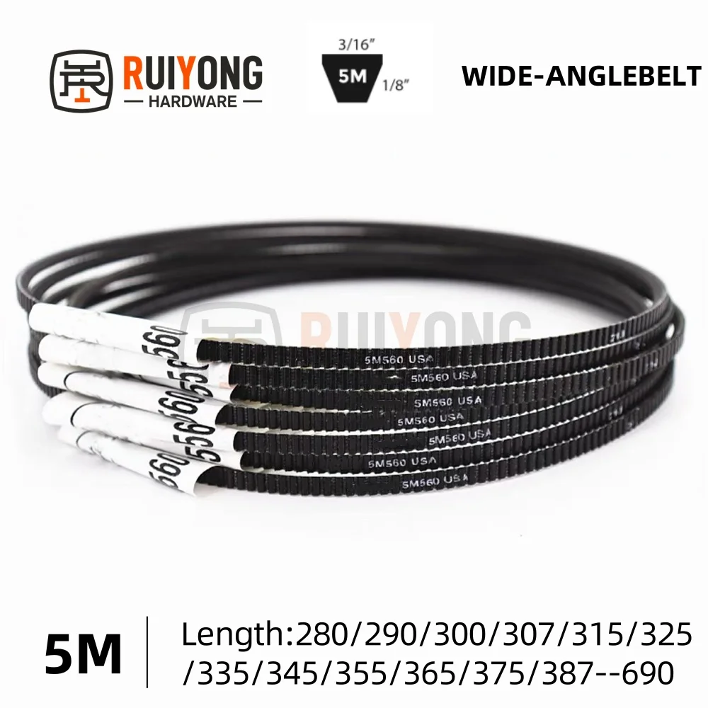 

5M Wide-angle belt 280/290/300/307/315/325/335/345/355-690mm For Harbor Freight Lathe Drive Belt Transmission Triangle Belt