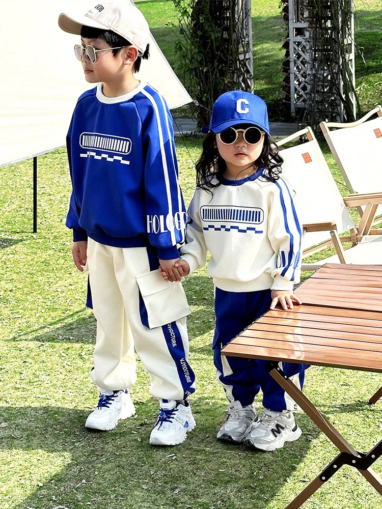 

Children's Autumn Sportswear Set Brother Sister Matching Outfits Long Sleeve Sweatshirt And Pants Casual Leisure Two-Piece Set