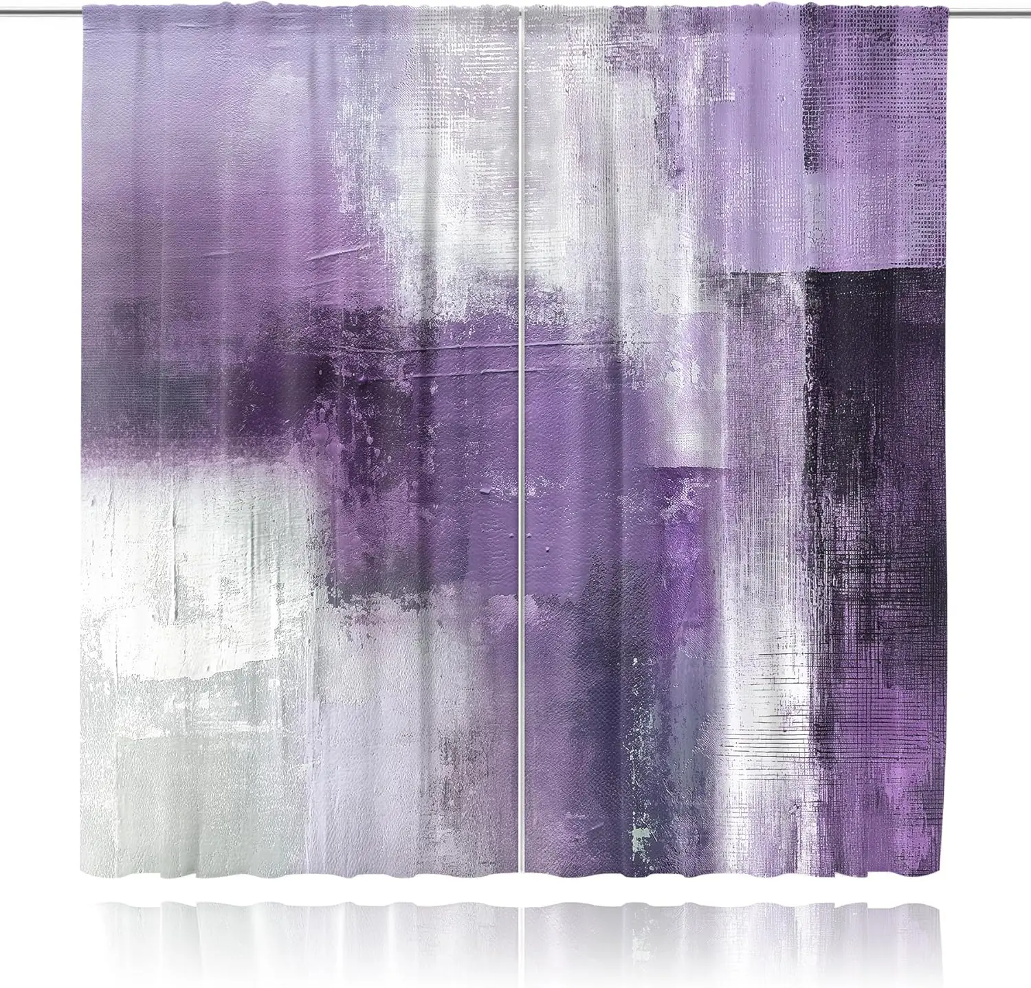 Purple Abstract Art Print Curtains Modern Geometric Brush Stroke Design for Living Room Bedroom Home Decor
