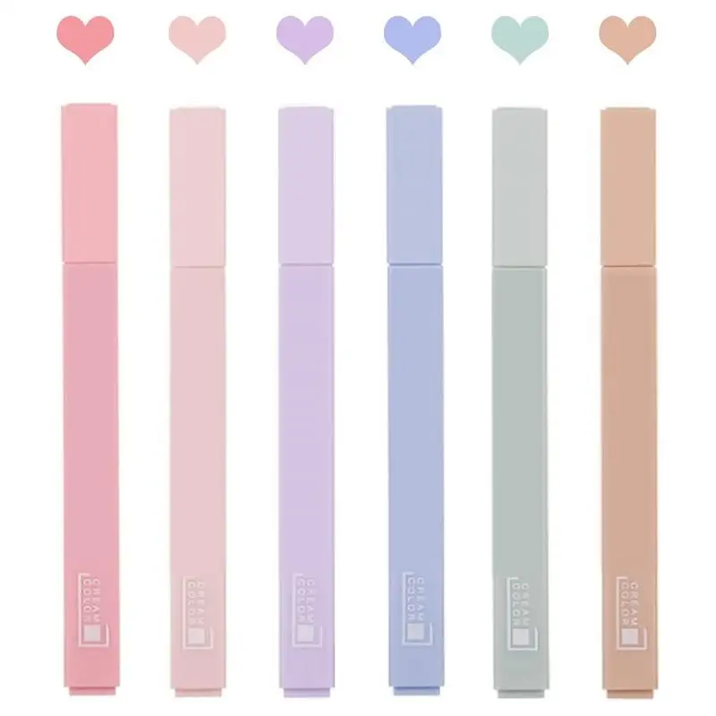Stylo Surligneur Mignon Esthétique, Marqueurs Pastel, Multicolore, Papeterie