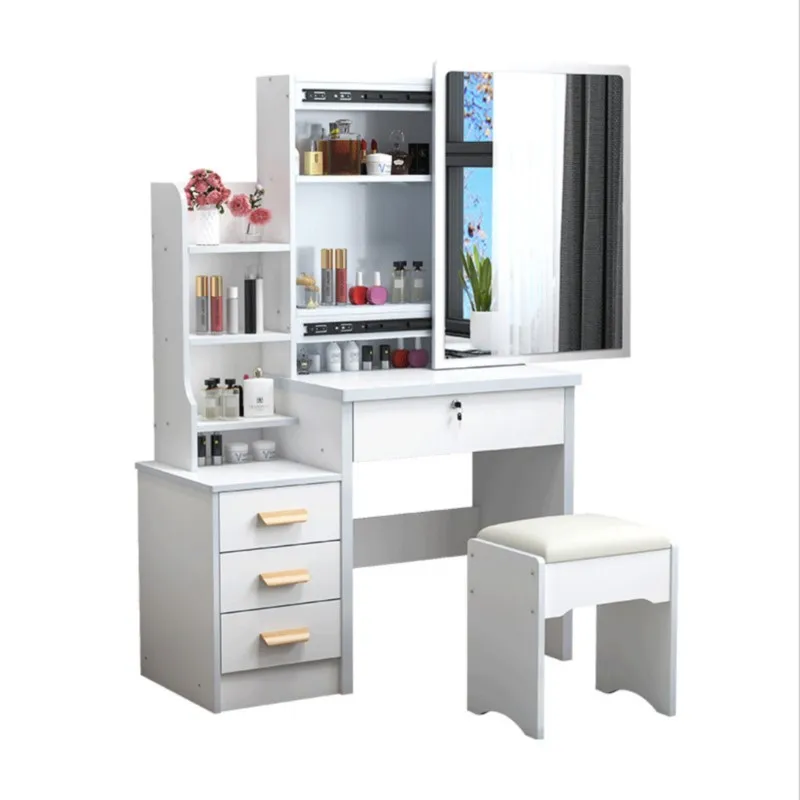 Mueble Moderno con Espejo y Almacenamiento para Maquillaje, Tocador para Apartamentos Pequeños