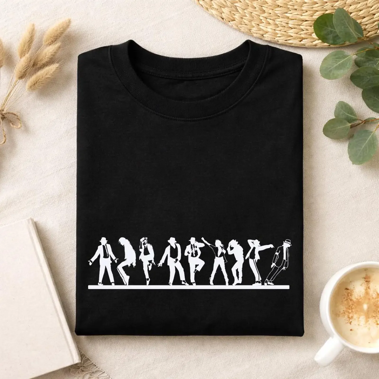 Camiseta MJ Dance Evolution con silueta del Rey del Pop, para amantes de la música, estilo retro vintage, lavada, elegante y cómoda, ropa de diseñador