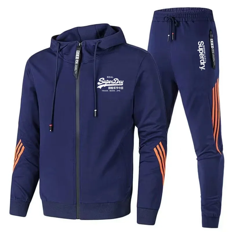 

Jogging street suit for men fitness sports suit Spring and autumn new casual zipper jacket hoodie + trousers two-piece set