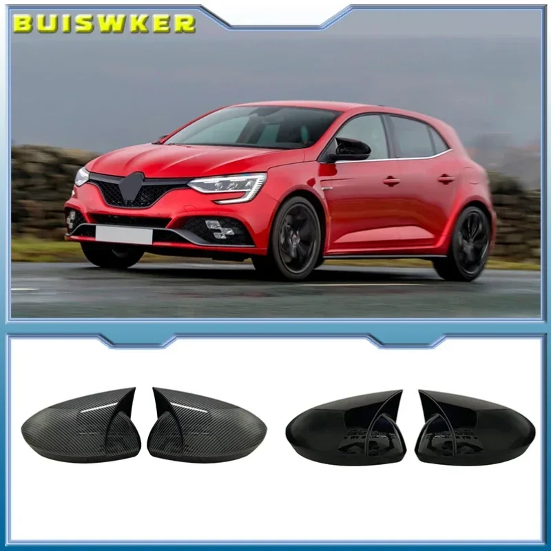 Bat Style Mirror Cover For Renault Megane 4 2016 2020 Rearview Mirror Cover 2 Pieces Cover Glossy Black Car Shields Exterior