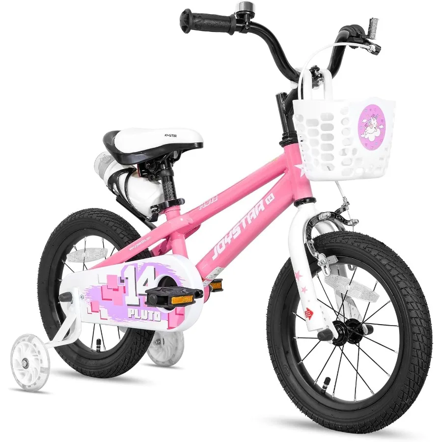 

Pluto 12 14 16 18 20 Inch Bike with Light Up Training Wheels for Boys and Girls Ages 3-12 Years Fun and Safe 's Bicycle with Mu