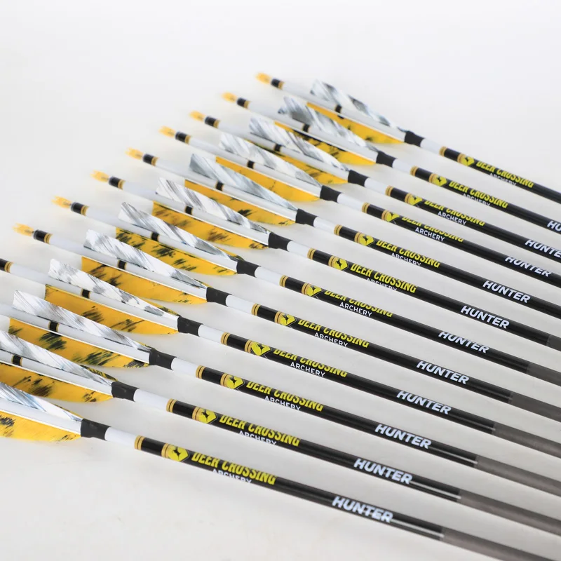 Pure Carbon Arrow for Archery, 31in ID 6.2mm Spine, 340, 400, 500, 600, 700, 800 Shaft, Hunting, Shooting Practice, 6 Pcs, 12Pcs