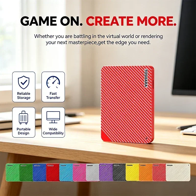 NEW A3-5 Army Green/Red/Yellow Portable External Hard Drive Large Capacity Storage Disk for Laptop Desktop Notebook Smartphone