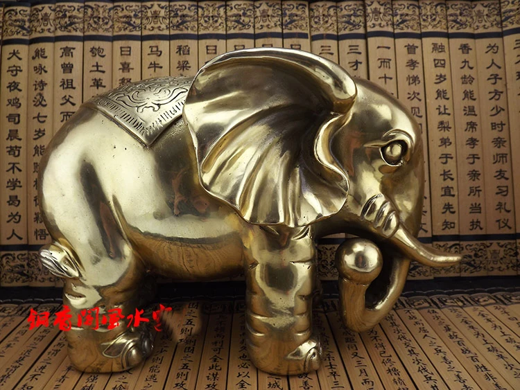 30CM large home Porch lobby efficacious Mascot thriving business bronze Elephant FENG SHUI art Statue