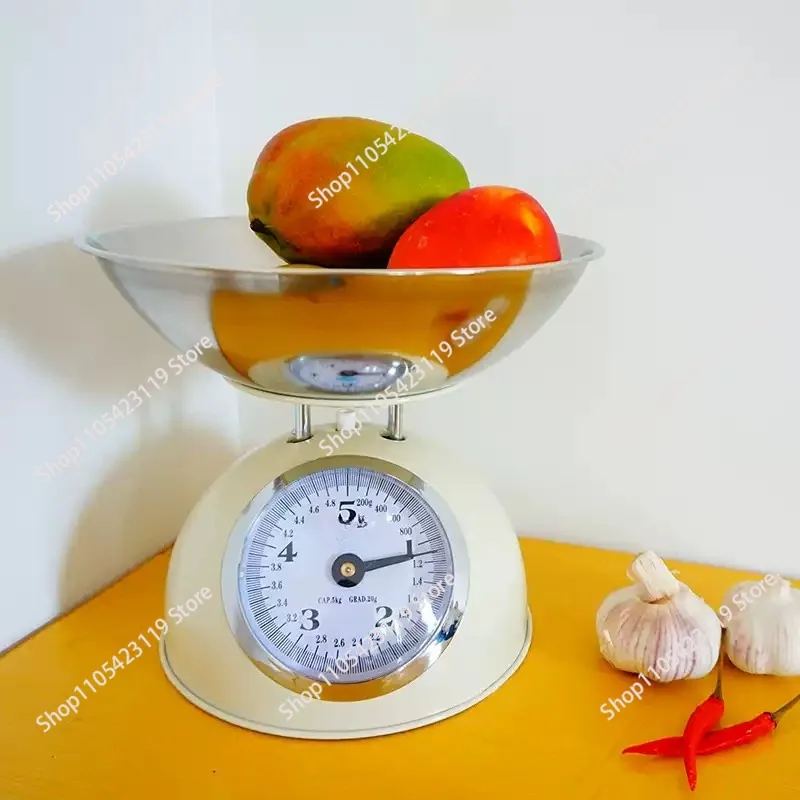 Small 5kg Retro Mechanical Platform Scale, Kitchen Measuring Scale, Pastry Baking Restaurant Decoration