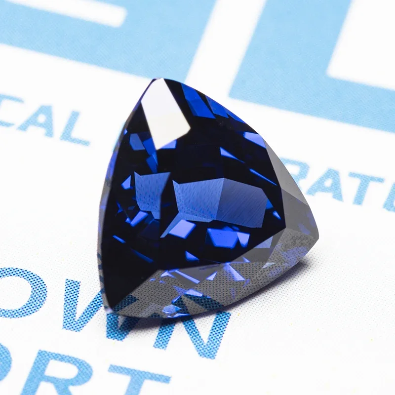 Lab Grown Sapphire Royal Blue Triangle Shape VVS1 Gemstone for Charm Diy Jewelry Making Pendant Ring Selectable  AGL Certificate