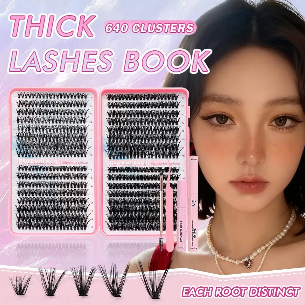 العنقودية جلدة 5D رقيق سميكة رمش تمديد عدة مختلط حجم لاش رقيق جلدة سميكة المنك تمديد صينية فو رمش V1A9