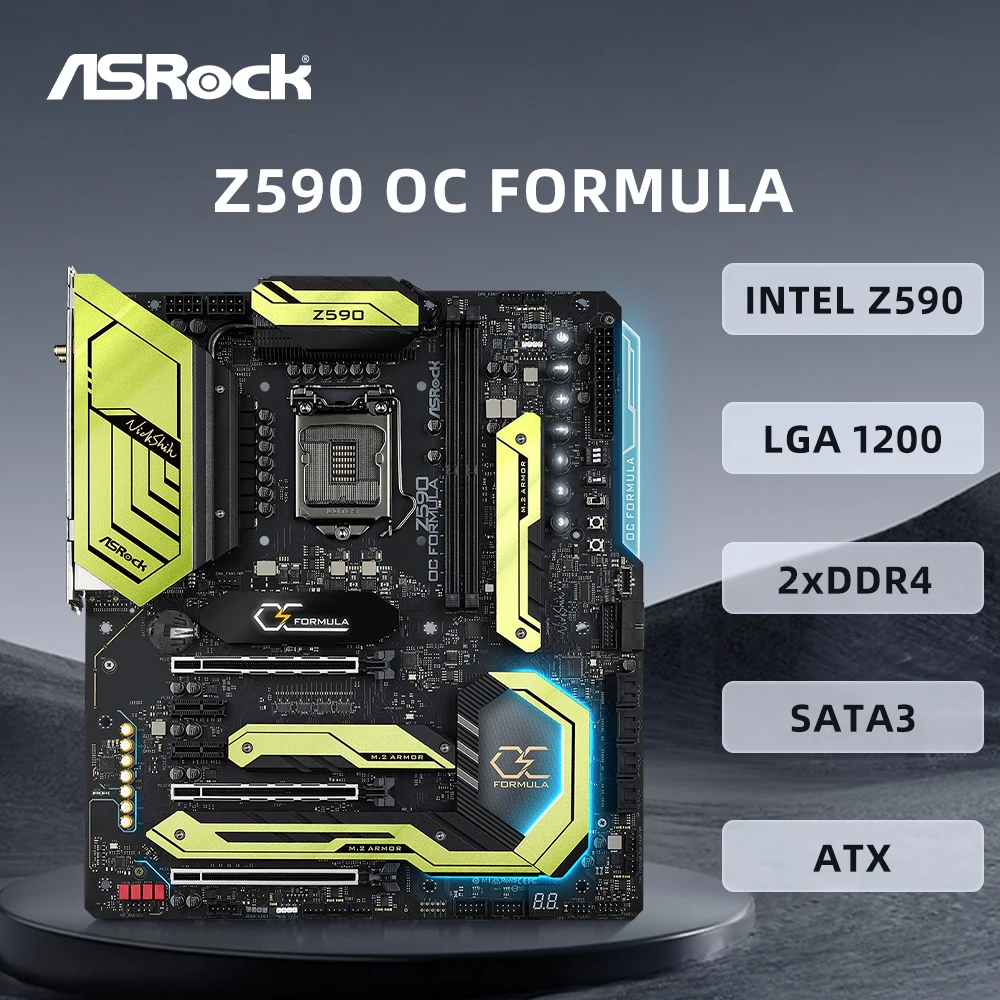 ASRock Z590 OC FORMULA Motherboard LGA1200 Supports i9-11900KF i7-10700K i5-10400F i5-11600K CPU 2xDDR4 6000MHz M.2 NVME ATX