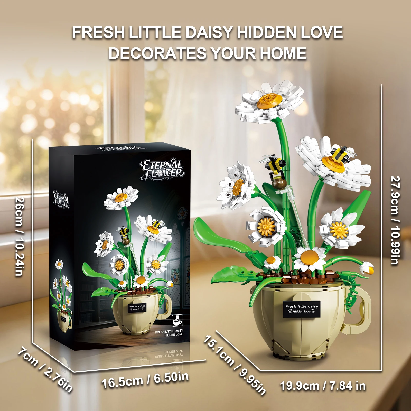 496 PCS Crisantemo in vaso Modello di assemblaggio Puzzle Giocattolo Blocchi di costruzione Decorazioni per la casa Festa della mamma Regalo di San Valentino per le ragazze