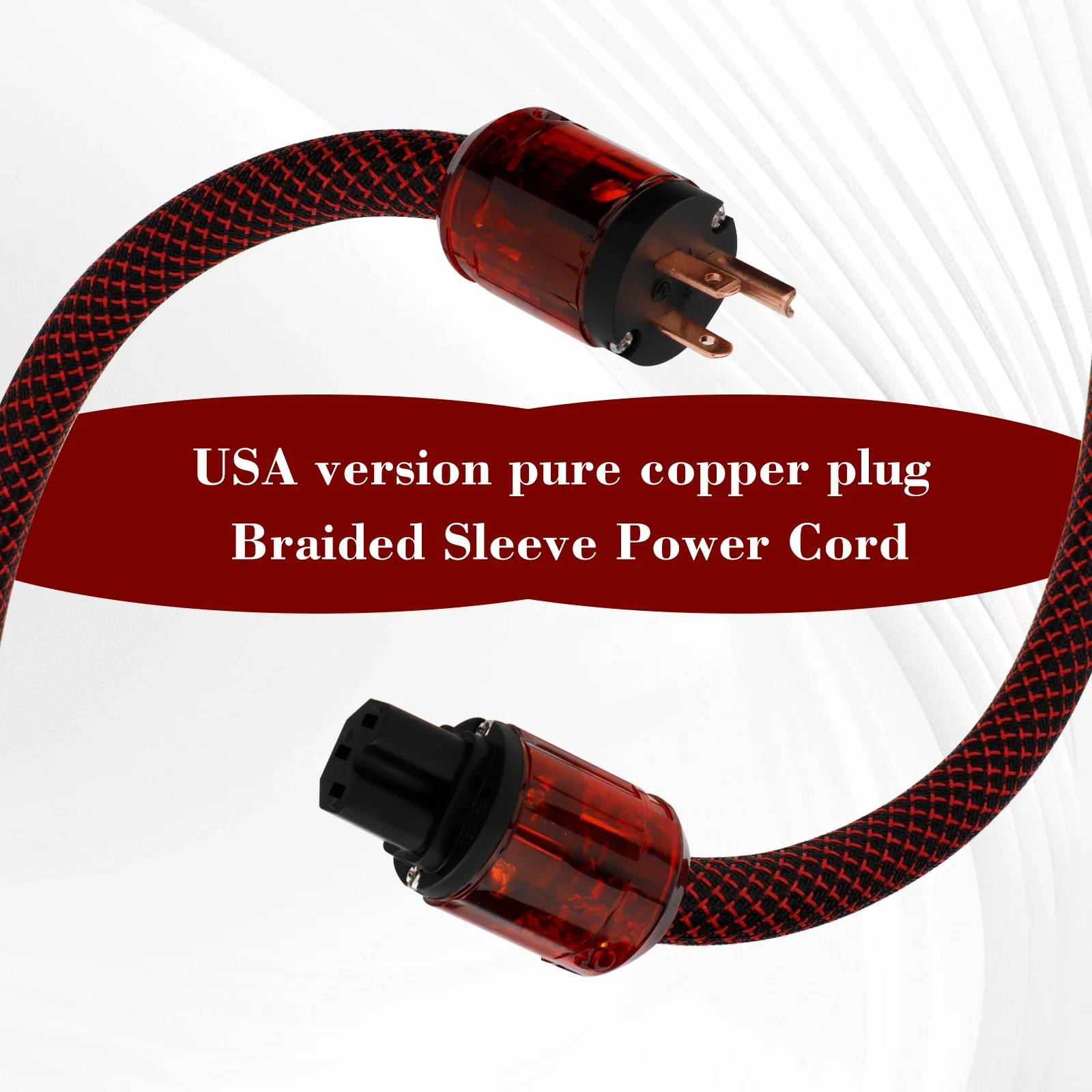 High-End OCC Copper EU/US Version Power Cable Connector - USA AC Mains Extension for HiFi Audio, Amplifiers, DACs, and High-Powe