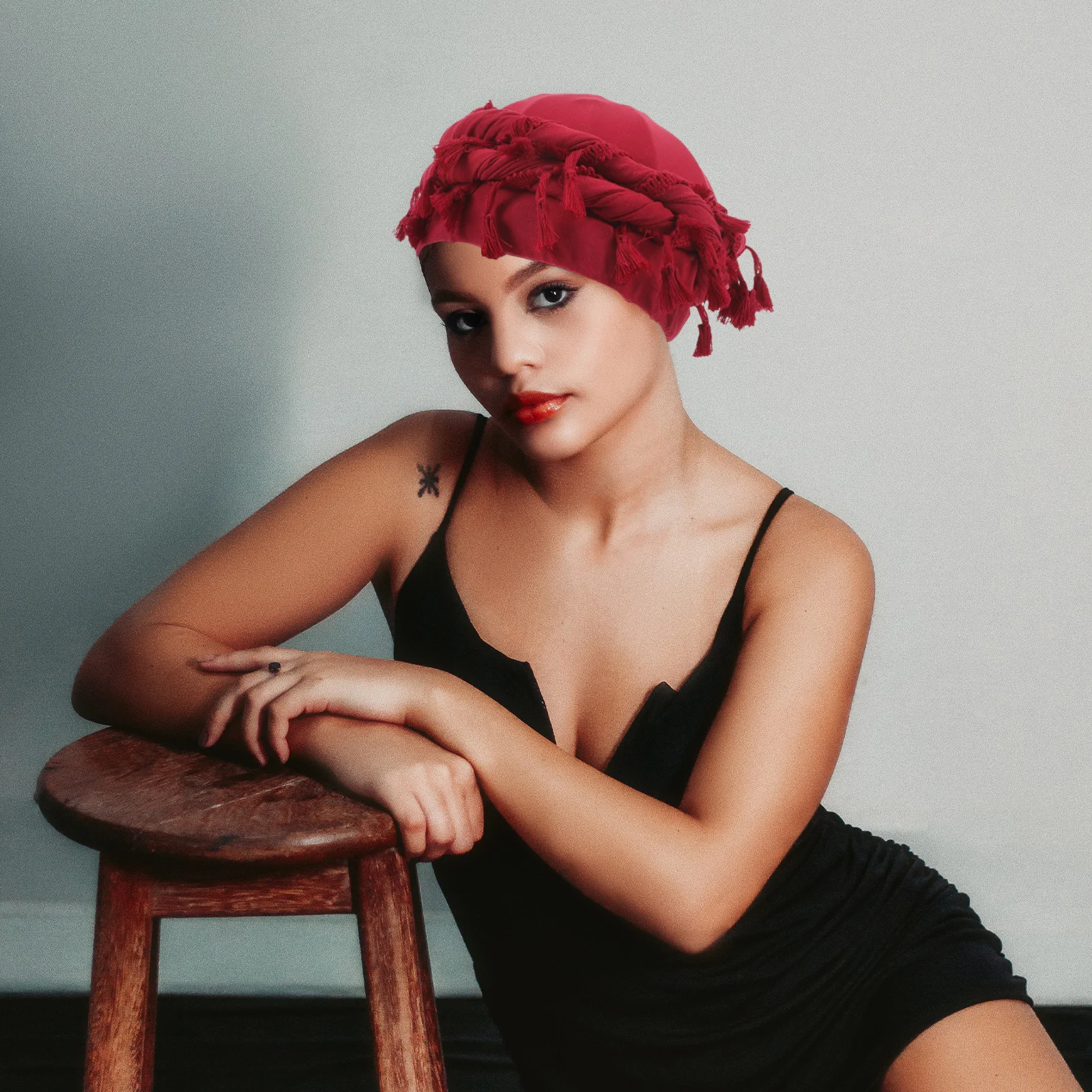 

Twisted Turban for Men Size M Tassel Elastic Stretchy Hair Wrap Decorative Headband Comfortable Men Elastic Turban