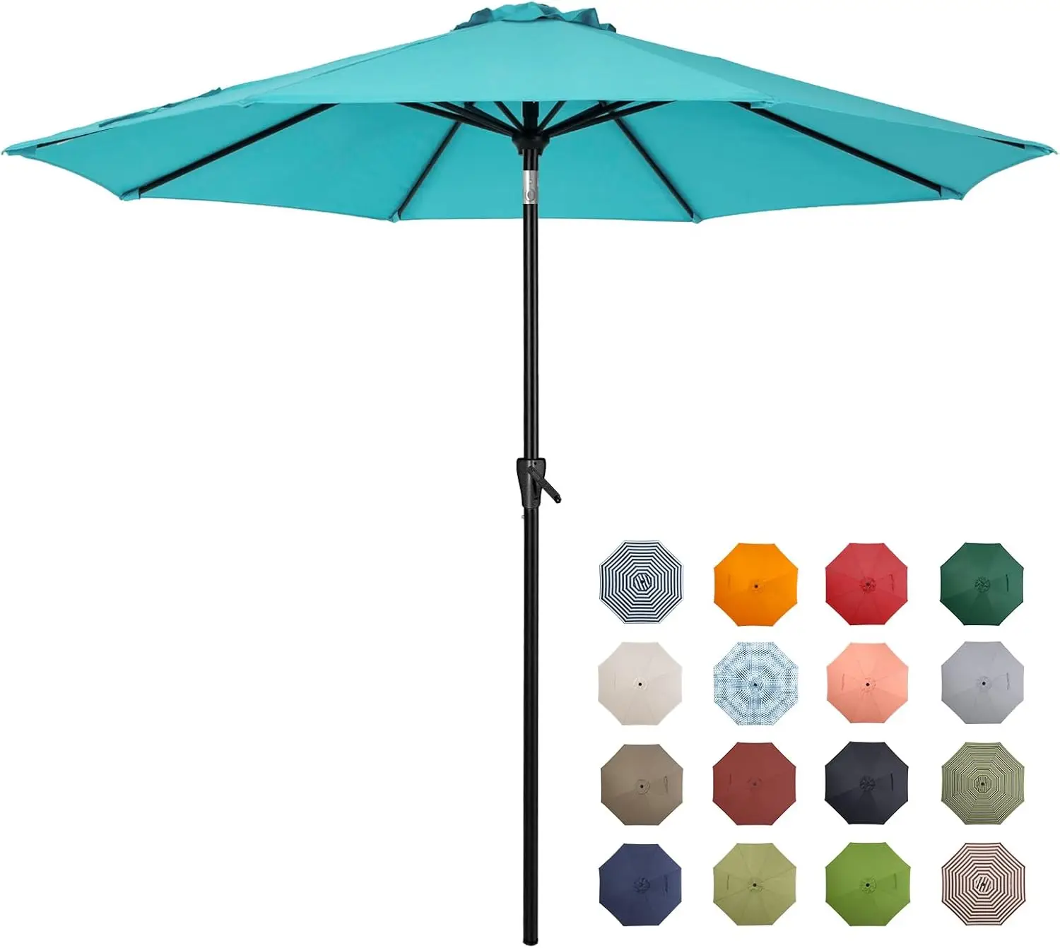 10ft Outdoor Table Umbrella with Push Button Tilt and Crank,Large Sun Umbrella with Sturdy Pole&Fade resistant canopy Easy to se