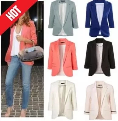 

Women's Candy Color Casual Jaet Coat Pure Color Commute Sle Long Sve Stand Length Polyester Suit Outerwear