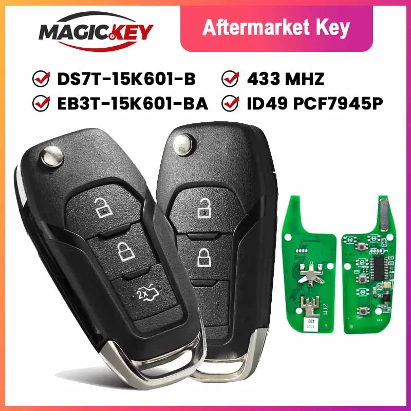 MAGICKEY 2/3 Buttons Car Remote Key Fob 315Mhz ID49 For Ford KA Mondeo Glaxy S-Max Ranger F150 EB3T-15K601-BA DS7T-15K601-B