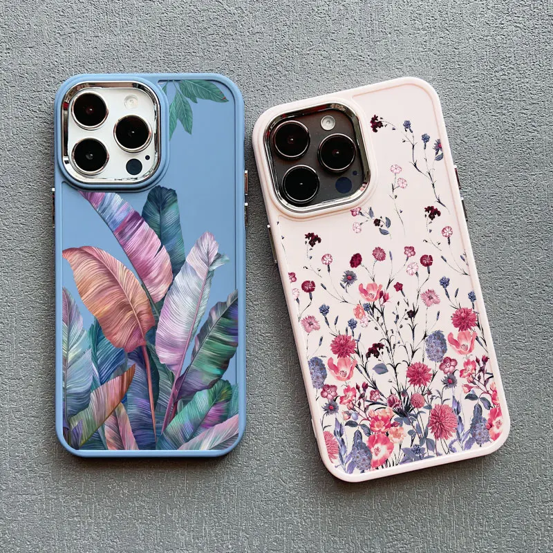 Flower Plant Phone Case For  iphone 13 12 Pro 15 7 8 plus X XR XS 11 14 16 Pro Max Shockproof Soft Silicone Shell Cover Fundas