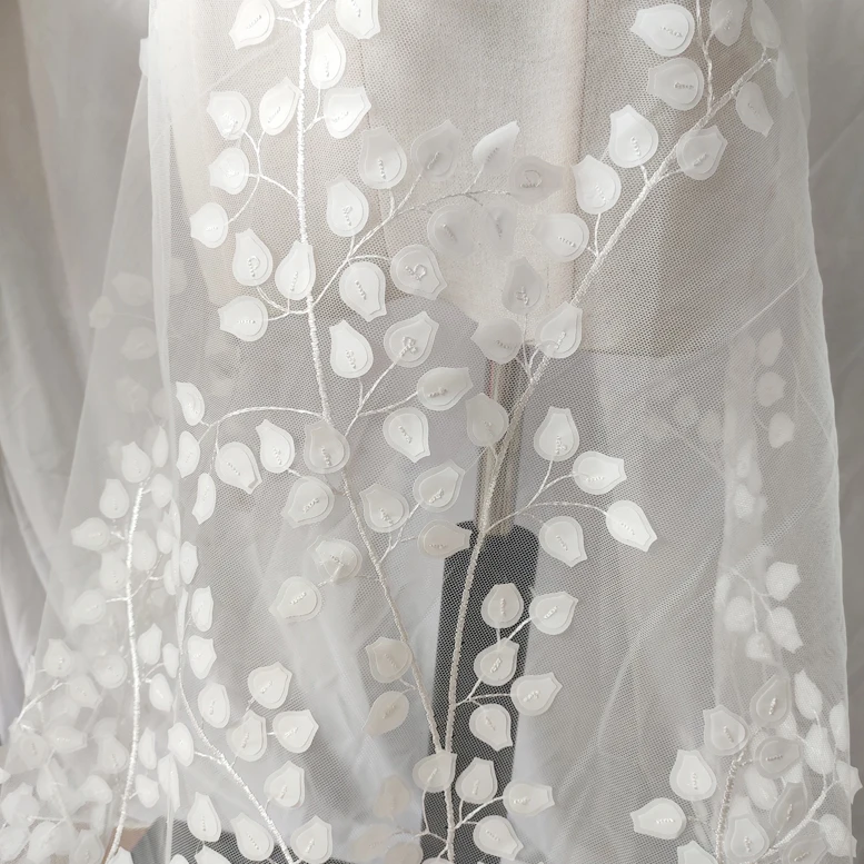 Fairy models beautiful branches three-dimensional mesh embroidery wedding dress veil fabrics