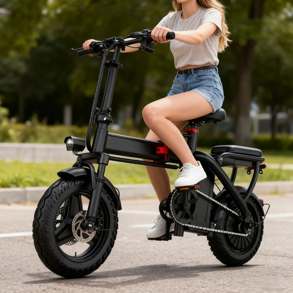 China Factory 14 Zoll A1 Ebike OEM 48 V 250 W 500 W 750 W mobiles faltbares Fat Tire Elektrofahrrad für ErwachseneSXLL