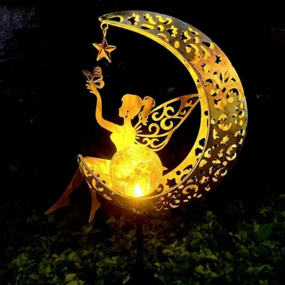 Solar Moon Fairy Lamp Outdoor Waterproof Fairy Lawn Lights Garden Solar Lamps for Pathway Landscape Courtyard Garden Decoration