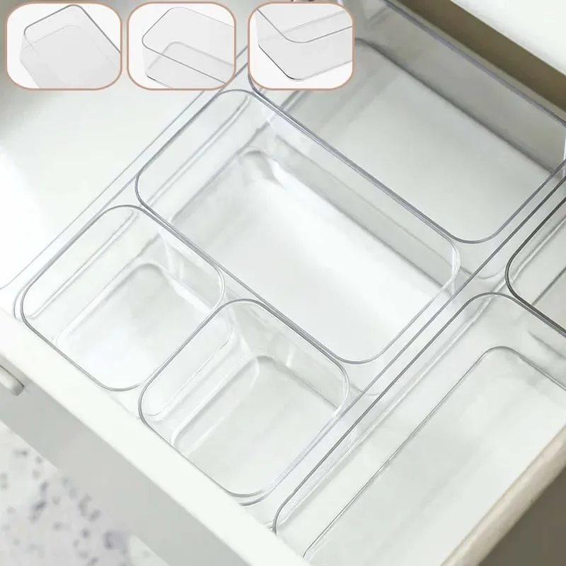 

Transparent Drawer Organizer Boxes Transparent Plastic Storage Box Desktop Box Jewelry Makeup Cosmetic Organizer Drawer Box