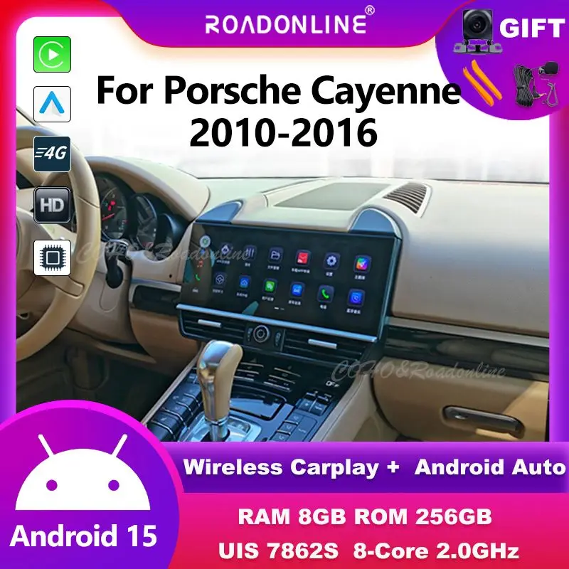 12,3-Zoll-Android-15-Autoradio für Porsche Cayenne 2010-2016 GPS-Navigation Carplay Android Auto Multimedia-Player