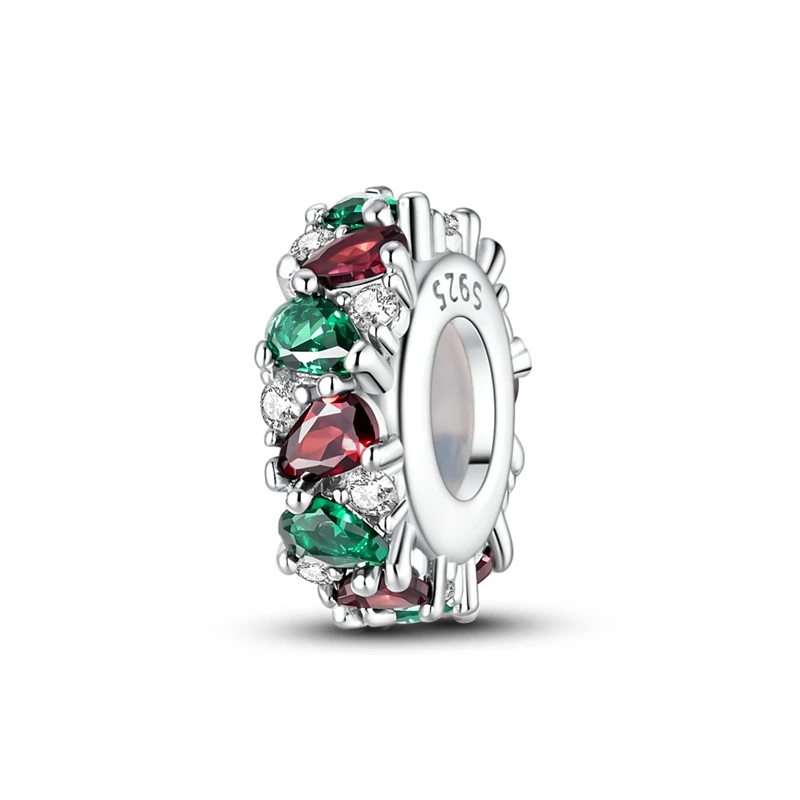 925 Sterling Silber Charms Perlen Weihnachtsglocke Socken Lebkuchenmond Anhänger Passend für Original-Armband Damen DIY Schmuck Geschenke – Detail 1