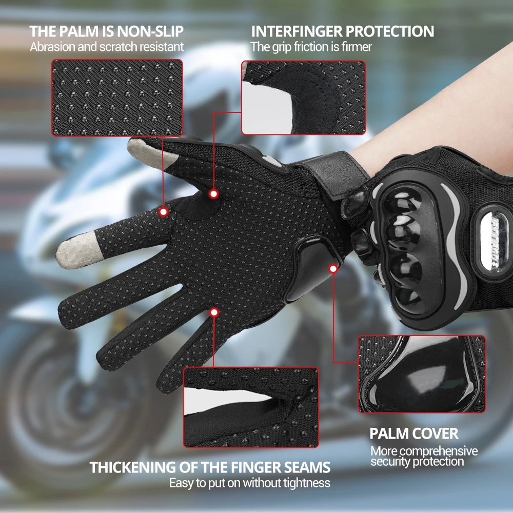 Motorcycle Riding Gloves Anti Fall And Anti Scratch Touch Screen Full Finger Sports Gloves Breathable Gloves For All Seasons