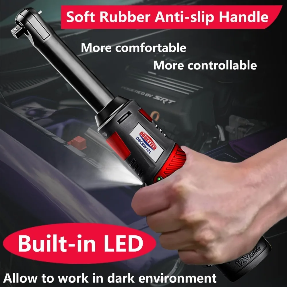 Cordless Electric Ratchet Wrench Set with 7 Sockets, Extender, and Bag for Tight Spaces