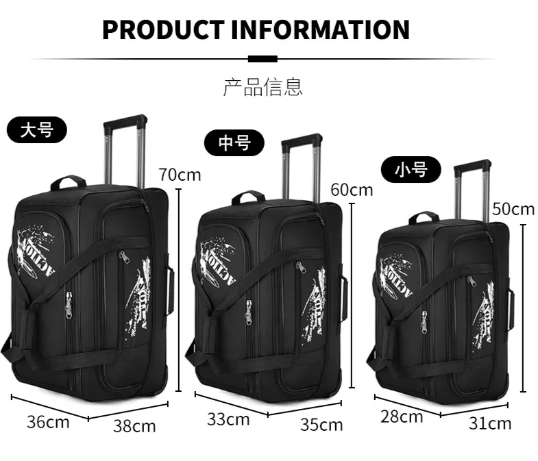 Large Capacity Trolley Bag Wheeled Bag Travel Suitcase Boarding Bag With Wheels Oxford Luggage Bag Rolling Luggage