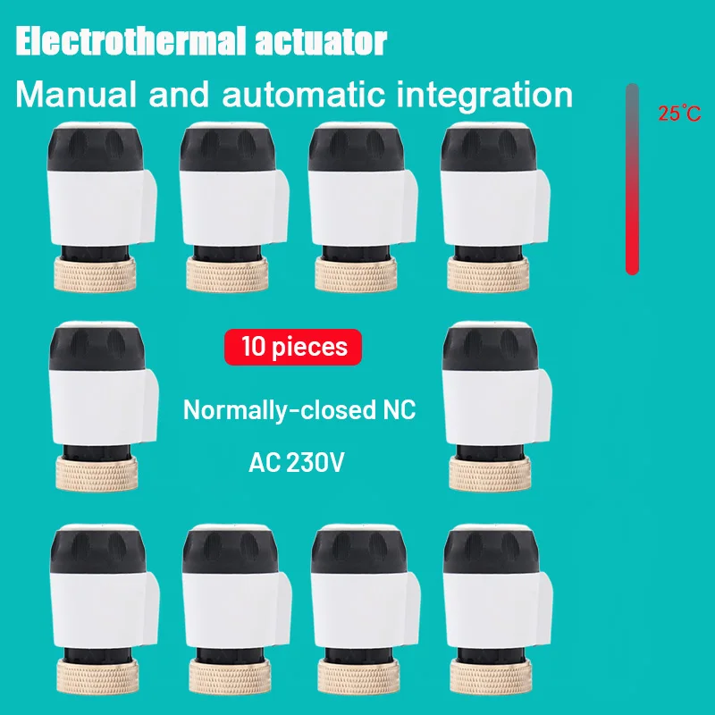 

10 piecse Floor Heating Valve NC AC 230V Electric Thermal Actuator Manifold For Underfloor Heating Thermostat